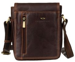 Torba męska ze skóry naturalnej na ramię — Peterson. Czarne torby na ramię męskie Peterson, bez wzorów, ze skóry, na ramię. Za 241.99 zł.
