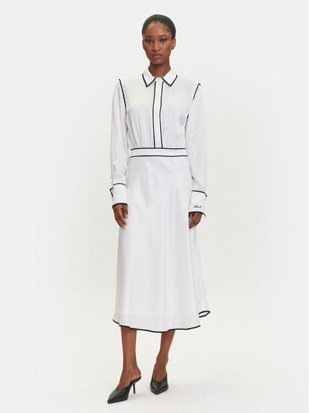 KARL LAGERFELD Sukienka koszulowa A3W13021 Écru Regular Fit. Sukienki damskie KARL LAGERFELD, bez wzorów, z wiskozy, bez kołnierzyka, bez ramiączek, koszulowe. Za 809.99 zł.