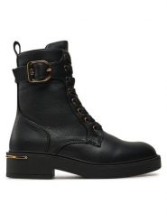 MEXX Trzewiki MI001713543W Czarny. Czarne botki damskie Mexx, ze skóry, bez obcasa, na płaskiej podeszwie, bez zapięcia. Za 329.99 zł.