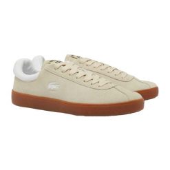 Buty męskie do tenisa Lacoste Baseshot beżowe. Brązowe trekkingi męskie Lacoste, tenisowe. Za 476.55 zł.