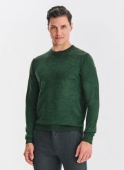 PAKO LORENTE – Zielony sweter męski z wełną. Zielone swetry przez głowę męskie Pako Lorente, na jesień, m, bez wzorów, z wełny, bez kołnierzyka. Za 359.99 zł.