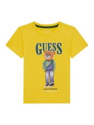 Guess T-Shirt N6RI05 K8HM4 Żółty Regular Fit. Żółte t-shirty dla chłopców Guess, z aplikacjami, z bawełny, bez ramiączek. Za 99.99 zł.