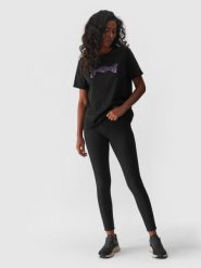 4F Legginsy prążkowane damskie - czarne M. Czarne legginsy damskie 4f, m, bez wzorów, z dzianiny. W wyprzedaży za 59.99 zł.