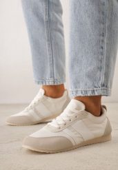 Beżowe Sneakersy Kultowe Tenisówki z Marszczeniem przy Pięcie Rhodophine. Brązowe trampki i tenisówki damskie Born2be, bez wzorów, z jeansu, eleganckie, bez zapięcia. Za 109.99 zł.