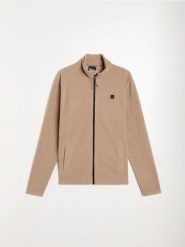 Sportowa bluza rozpinana ze stójką SNSY PERFORMANCE - beżowy. Brązowe bluzy sportowe męskie Sinsay, l, bez wzorów, bez kaptura. Za 59.99 zł.
