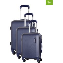 Zestaw walizek w kolorze niebieskim - 3 szt. Walizki męskie Platinium, z materiału. W wyprzedaży za 579.95 zł.