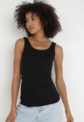 Czarny Top Bawełniany Umefir. Czarne bluzki damskie Born2be, xl, bez wzorów, z bawełny, klasyczne, bez kołnierzyka, bez ramiączek. Za 19.99 zł.