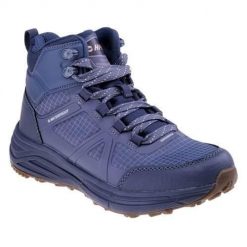 Buty do chodzenia damskie Hi-Tec Granise Mid WP. Niebieskie obuwie sportowe damskie Hi-tec, bez wzorów, z gumy, trekkingowe. Za 370.15 zł.