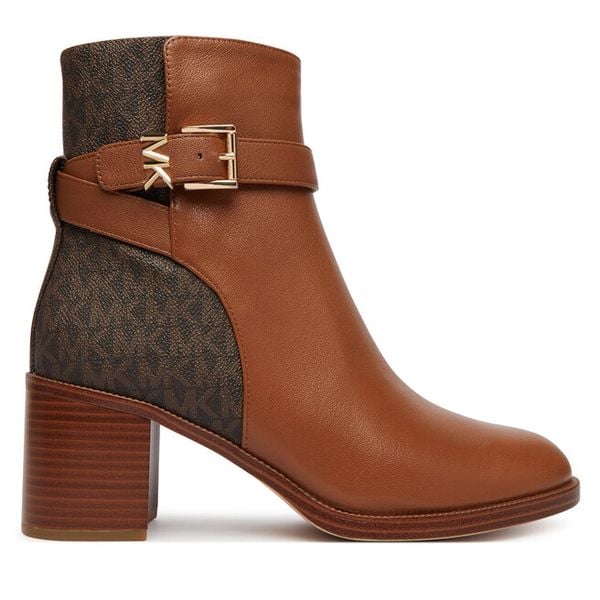 Botki MICHAEL Michael Kors. Brązowe botki damskie MICHAEL Michael Kors, bez obcasa, na słupku, bez zapięcia. Za 1,129.00 zł.