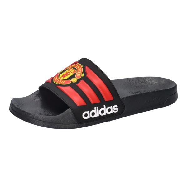 Sandały adilette Manchester United 2025/26. Czarne sandały męskie Adidas, z materiału, bez zapięcia. Za 113.99 zł.