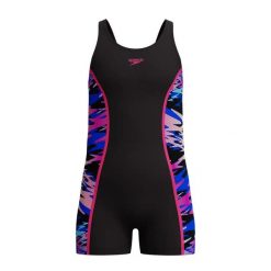 Dziewczęcy jednoczęściowy kostium kąpielowy Speedo HyperBoom Splice. Czarne stroje kąpielowe dla dziewczynek Speedo, bez wzorów, z materiału. Za 256.00 zł.