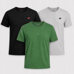KOMPLET KOSZULEK MĘSKICH 4F 3PAK ZESTAW T-SHIRT. T-shirty męskie 4f, m, bez wzorów, z bawełny, sportowe, bez kołnierzyka. Za 117.99 zł.