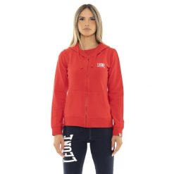 Bluza z bawełna z kaptur na co dzień na siłownię. Czerwone bluzy damskie LEONE 1947 APPAREL, bez wzorów, z bawełny, bez kaptura. W wyprzedaży za 164.19 zł.