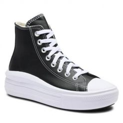 Buty sportowe Converse Chuck Taylor All Star Move Platform Leather. Czarne obuwie sportowe damskie Converse, bez wzorów, ze skóry ekologicznej. Za 690.00 zł.