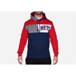 Bluzy sportowa męska Mitchell & Ness New Jersey Nets. Czerwone bluzy męskie Mitchell & Ness, m, bez wzorów, z jersey, z kapturem. Za 515.00 zł.