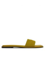 Calvin Klein Klapki Flat Slide - He HW0HW02378 Zielony. Zielone klapki damskie Calvin Klein, bez wzorów, z materiału, bez obcasa. Za 219.99 zł.
