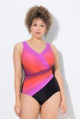 Damski Strój kąpielowy cieniowanie miękkie miseczki drapowanie. Czarne kostiumy jednoczęściowe damskie Ulla Popken, plus size, bez wzorów, z elastanu, plus size, do pływania. Za 279.99 zł.