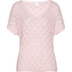 Sweter ażurowy Premium bonprix pastelowy jasnoróżowy. Swetry damskie bonprix. Za 129.99 zł.