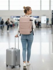 Plecak podróżny z otwarciem walizkowym - kremowy. Białe torby i plecaki dziecięce Sinsay. Za 69.99 zł.