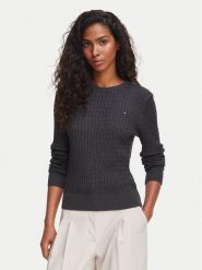 Tommy Hilfiger Sweter WW0WW44993 Szary ciemny Regular Fit. Szare swetry damskie Tommy Hilfiger, s, bez wzorów, z bawełny, bez kołnierzyka, bez ramiączek, bez kaptura. Za 529.99 zł.