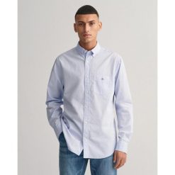Koszule męskie GANT z długim rękawem. Niebieskie koszule męskie GANT, m, bez wzorów, z bawełny, eleganckie, bez kołnierzyka, bez ramiączek. Za 337.00 zł.