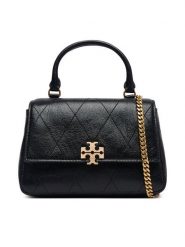 Tory Burch Torebka Charlie Quilted Mini Top Handle Chain Wallet 186032 Czarny. Czarne torebki do ręki damskie Tory Burch, bez wzorów, ze skóry, bez dodatków. Za 2,024.00 zł.