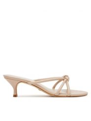 Guess Klapki FLJGARLEA03 Beżowy. Brązowe klapki damskie Guess, z aplikacjami, ze skóry, bez obcasa. Za 339.99 zł.