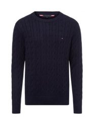 Tommy Hilfiger sweter Mężczyźni drobna dzianina niebieski, M. Niebieskie swetry przez głowę męskie Tommy Hilfiger, m, bez wzorów, z bawełny, bez kołnierzyka. Za 499.95 zł.