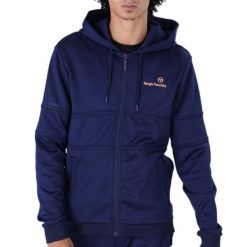 Bluza dresowa z kapturem Sergio Tacchini Dihon Tracktop. Niebieskie bluzy męskie Sergio Tacchini, s, bez wzorów, z dresówki, z kapturem. Za 331.00 zł.