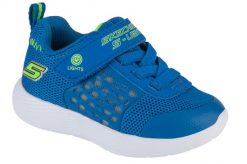 Buty sportowe Sneakersy chłopięce, Dyna-Lights K. Niebieskie trampki i tenisówki chłopięce Skechers, bez wzorów, z materiału, sportowe, przed kostkę, bez zapięcia. Za 99.99 zł.