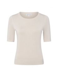 Marie Lund Sweter Kobiety drobna dzianina beżowy, S. Brązowe swetry damskie Marie Lund, s, bez wzorów, z dzianiny, bez kołnierzyka, bez ramiączek, krótkie, bez kaptura. Za 159.95 zł.