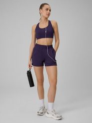 4F Spodenki treningowe szybkoschnące damskie - fioletowe XL. Fioletowe szorty damskie 4f, xl, bez wzorów, z podwyższonym stanem. Za 99.99 zł.