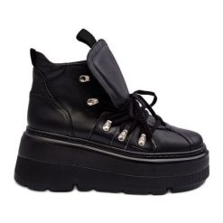 Zazoo 3416 Skórzane Damskie Buty Sportowe Czarne. Czarne obuwie sportowe damskie bez wzorów, ze skóry. Za 655.83 zł.