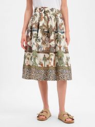 More & More Spódnica midi Kobiety Bawełna (100%) wielokolorowy|zielony, 44. Zielone spódnice damskie More & More, bez wzorów, z bawełny, midi, dopasowane. Za 229.95 zł.