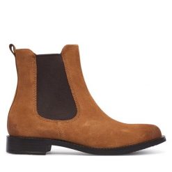 Sztyblety ECCO. Brązowe botki damskie ecco, bez obcasa, na płaskiej podeszwie, bez zapięcia. Za 799.99 zł.
