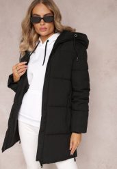Czarna Kurtka Pikowana z Suwakami po Bokach Hafida. Czarne kurtki damskie Renee, na zimę, s, bez wzorów, z jeansu, bez kaptura. Za 219.99 zł.