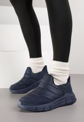 Granatowe Pikowane Sneakersy Śniegowce na Grubej Tłoczonej Platformie Verta. Niebieskie śniegowce i trapery damskie Born2be, z jeansu. Za 59.99 zł.