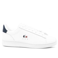 Buty męskie trampki sportowe Lacoste CARNABY SET. Białe eleganckie półbuty Lacoste, z gumy, biznesowe, bez zapięcia. Za 358.00 zł.