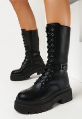 Czarne Botki Workery na Grubej Podeszwie Igorfa. Czarne botki damskie Born2be, z jeansu, eleganckie, bez obcasa, na płaskiej podeszwie, bez zapięcia. Za 149.99 zł.