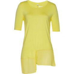 Asymetryczny shirt z szyfonem bonprix jasna limonka. Bluzki damskie bonprix. Za 37.99 zł.