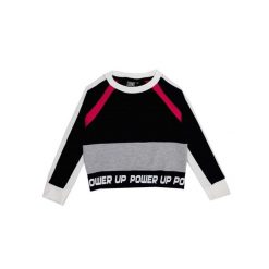 Neonowa bluza dziewczęca z okrągłym dekoltem. Czarne bluzy dla dziewczynek LEONE 1947 APPAREL, bez wzorów, bez ramiączek, bez kaptura. W wyprzedaży za 111.80 zł.