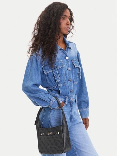 Guess Torebka Katya HWSG96 52010 Czarny. Czarne torebki do ręki damskie Guess, z aplikacjami, bez dodatków. Za 639.99 zł.