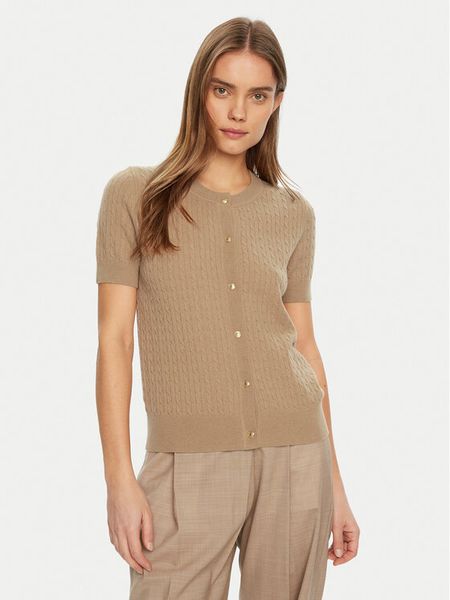 Tommy Hilfiger Kardigan WW0WW43958 Khaki Regular Fit. Brązowe kardigany damskie Tommy Hilfiger, s, bez wzorów, z syntetyku, bez kołnierzyka, bez ramiączek, bez kaptura. Za 379.99 zł.