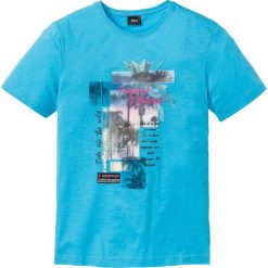 T-shirt z nadrukiem bonprix turkusowy z nadrukiem. T-shirty męskie bonprix. Za 24.99 zł.