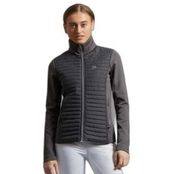 Damska techniczna kurtka jeździecka Premier Equine Elena. Szare kurtki damskie PREMIER EQUINE, bez wzorów, z dżerseju, bez kaptura. Za 284.00 zł.