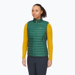 Bezrękawnik damski Rab Microlight Vest. Zielone koszulki sportowe damskie RAB, bez wzorów, bez kołnierzyka, bez ramiączek, trekkingowe. Za 769.99 zł.
