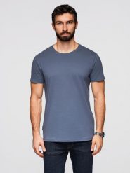 T-shirt męski klasyczny bawełniany BASIC - niebieski denim V7 - Rozmiar: L. Niebieskie t-shirty męskie Ombre Clothing, l, bez wzorów, z bawełny, klasyczne, bez kołnierzyka. W wyprzedaży za 29.99 zł.