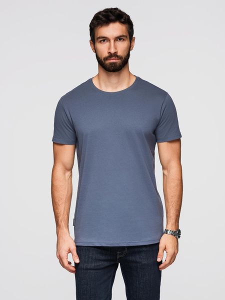 T-shirt męski klasyczny bawełniany BASIC - niebieski denim V7 - Rozmiar: S. Niebieskie t-shirty męskie Ombre Clothing, m, bez wzorów, z bawełny, klasyczne, bez kołnierzyka. W wyprzedaży za 39.99 zł.