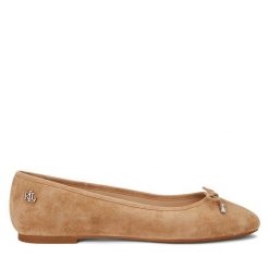 Baleriny LAUREN RALPH LAUREN. Brązowe baleriny damskie Lauren Ralph Lauren, bez wzorów, bez obcasa. Za 469.99 zł.
