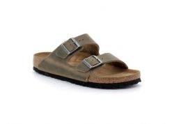 Unisex sandały Birkenstock Arizona Soft Footbed zielone wąskie 1019377. Zielone sandały męskie Birkenstock, z materiału, bez zapięcia. Za 409.00 zł.
